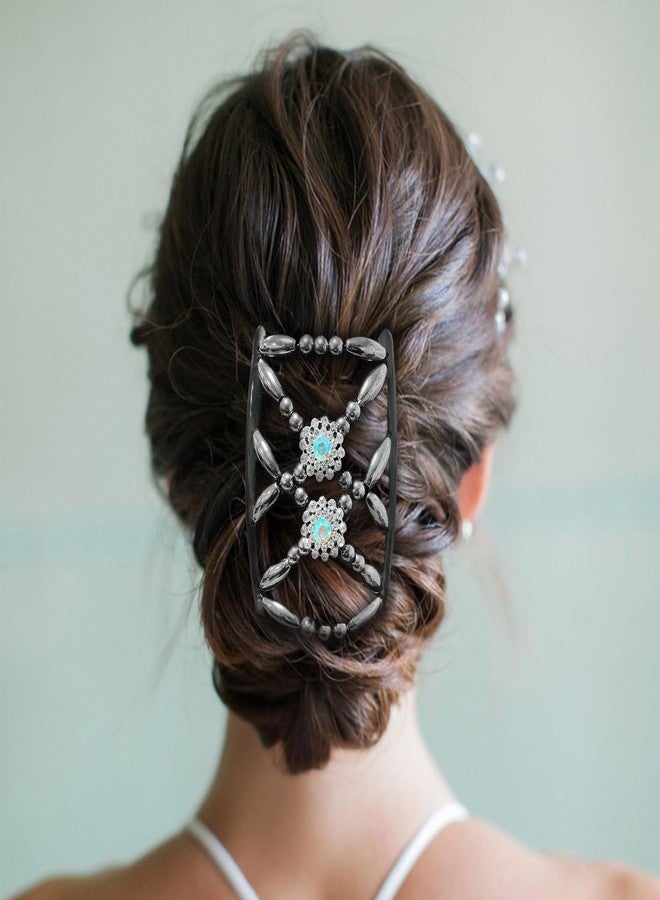 Quacc 2pcs Magic Bead Hair Combs Stretch Beaded Hair Combs Double Sided Clips Hair Comb for Women Girls DIY Hairstyling Hair Accessories (Black and White) - Image 5